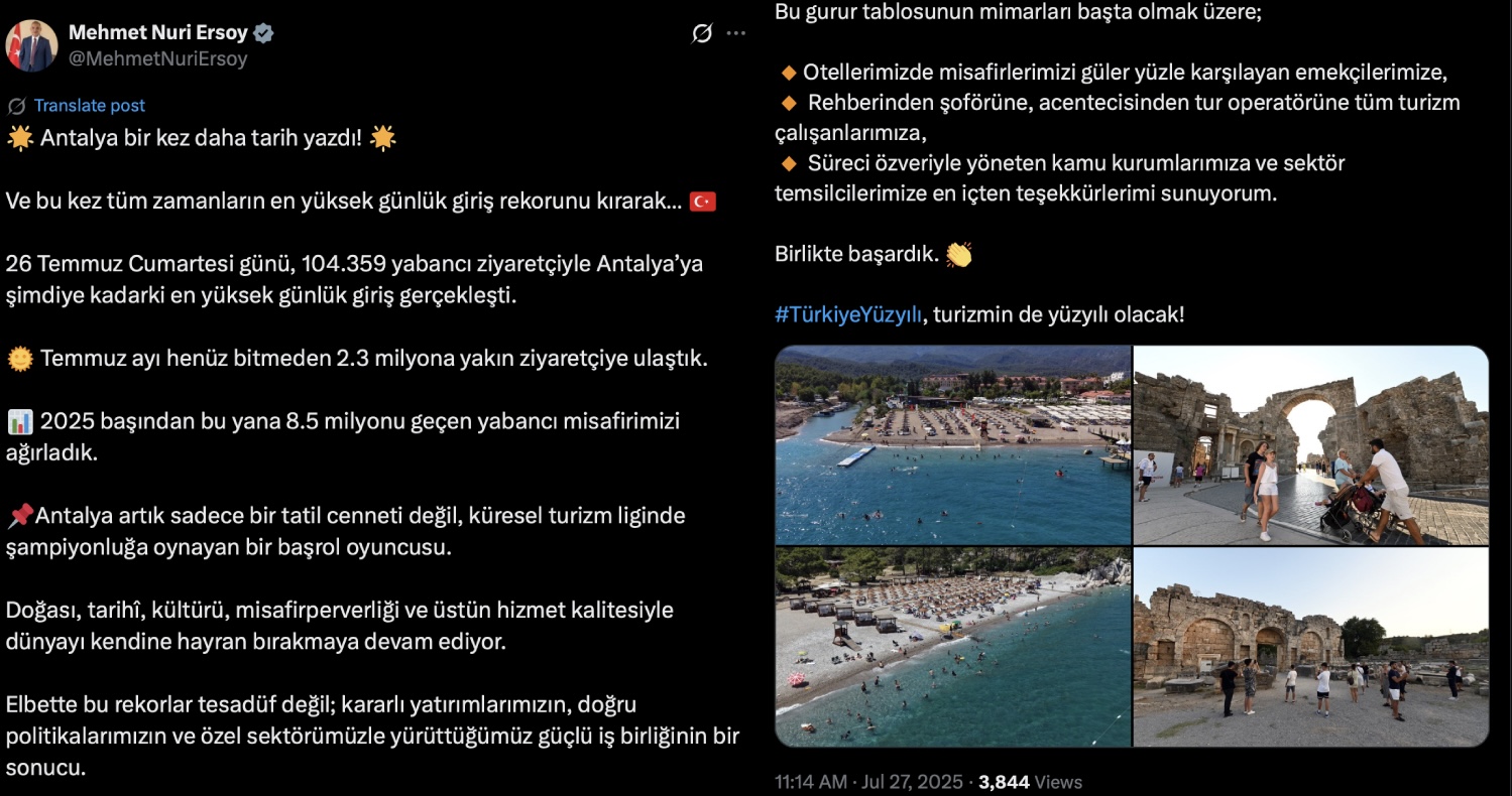 Antalya’da Tarihi Gün: En Yüksek Günlük Yabancı Ziyaretçi Rekoru Kırıldı