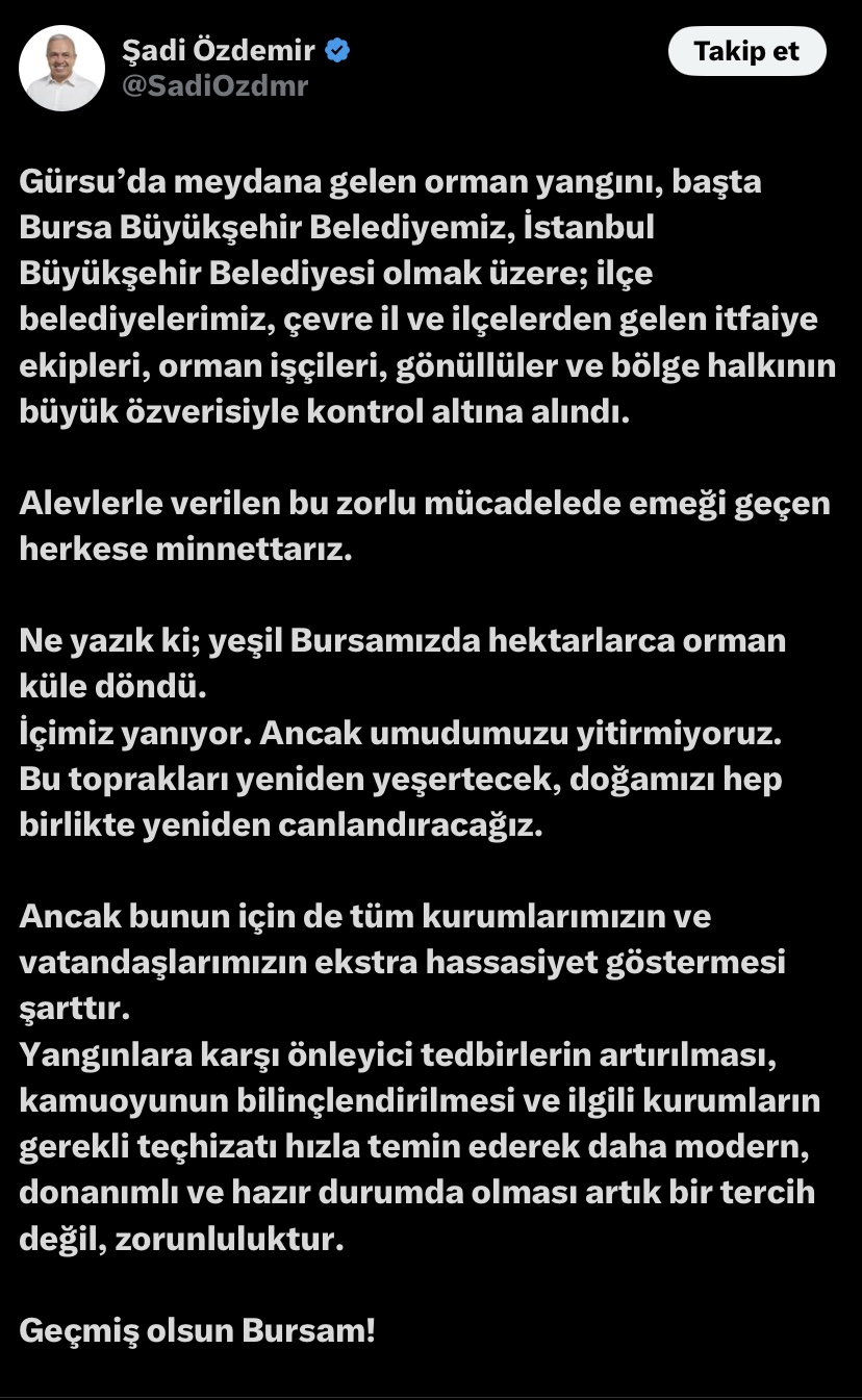 Gürsu’daki Orman Yangını Kontrol Altına Alındı